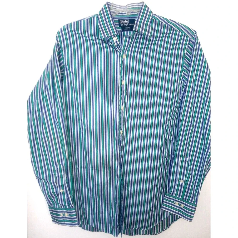 Polo Ralph Lauren Shirt Mens Sz L 16 Curham Classic Fit striped  Preppy Acadamia